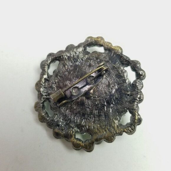 Vintage Green Rhinestone Cluster Brooch, Pastel Sparkle Lapel Pin, Retro - Picture 4 of 6